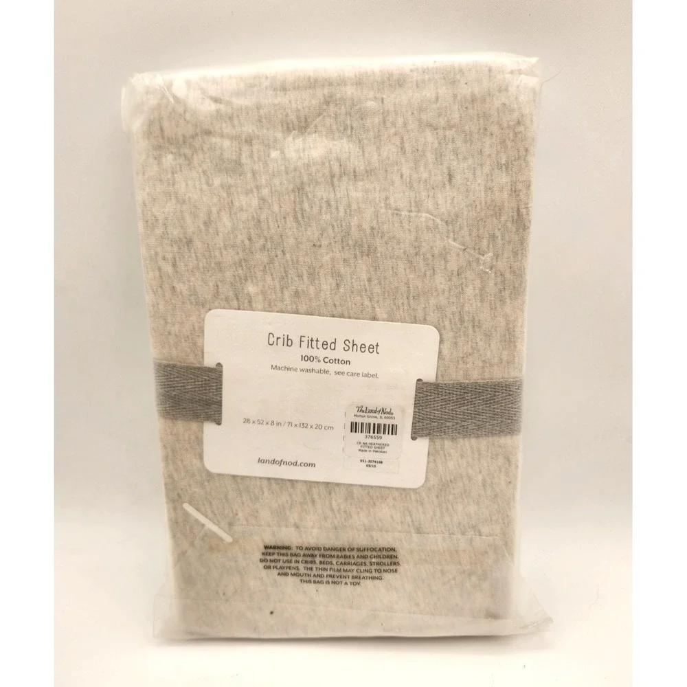 LAND OF NOD | NWT NIP Jersey Bedding Fitted Crib Sheet Heather Gray Baby Toddler